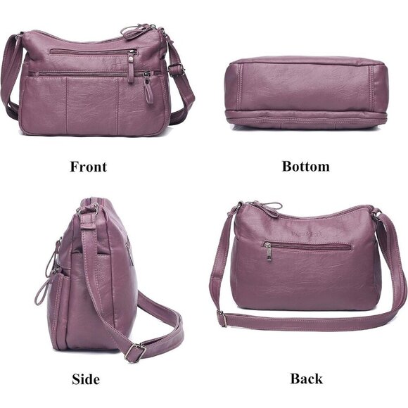 🆕 Volganik Rock PU Leather Shoulder Bag Women Pink Soft Pocketbooks Purse - Picture 4 of 6